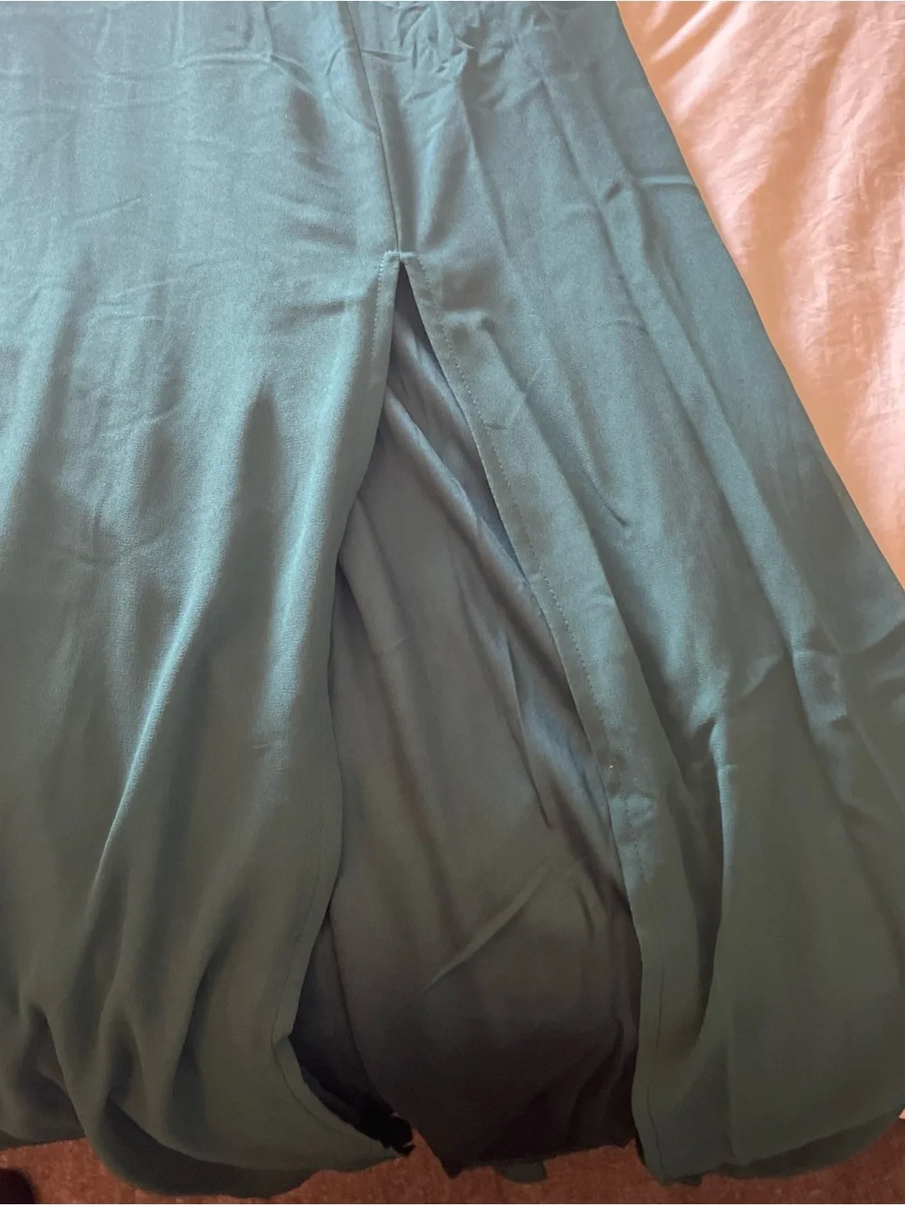Lulu's Teal Green Long Sleeve V-Neck Maxi Dress